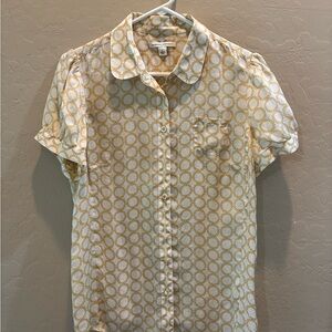 Banana Republic Cream and Gold Circle Blouse large
